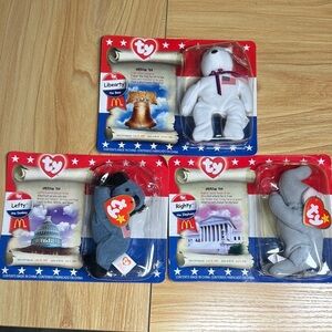 Ty Beanie Babies Patriotic Trio - White, Gray, Red